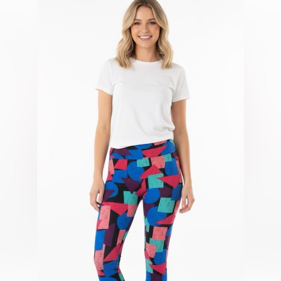 LulaRoe one size retro print cozy leggings - Picture 1 of 8
